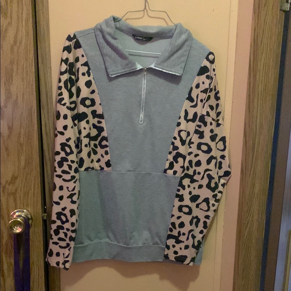 Leopard Print Gray Women's Sweater